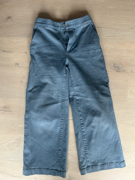 OAK + FORT Pants - OAK + FORT Cropped Wide-Leg Pants in Slate Blue